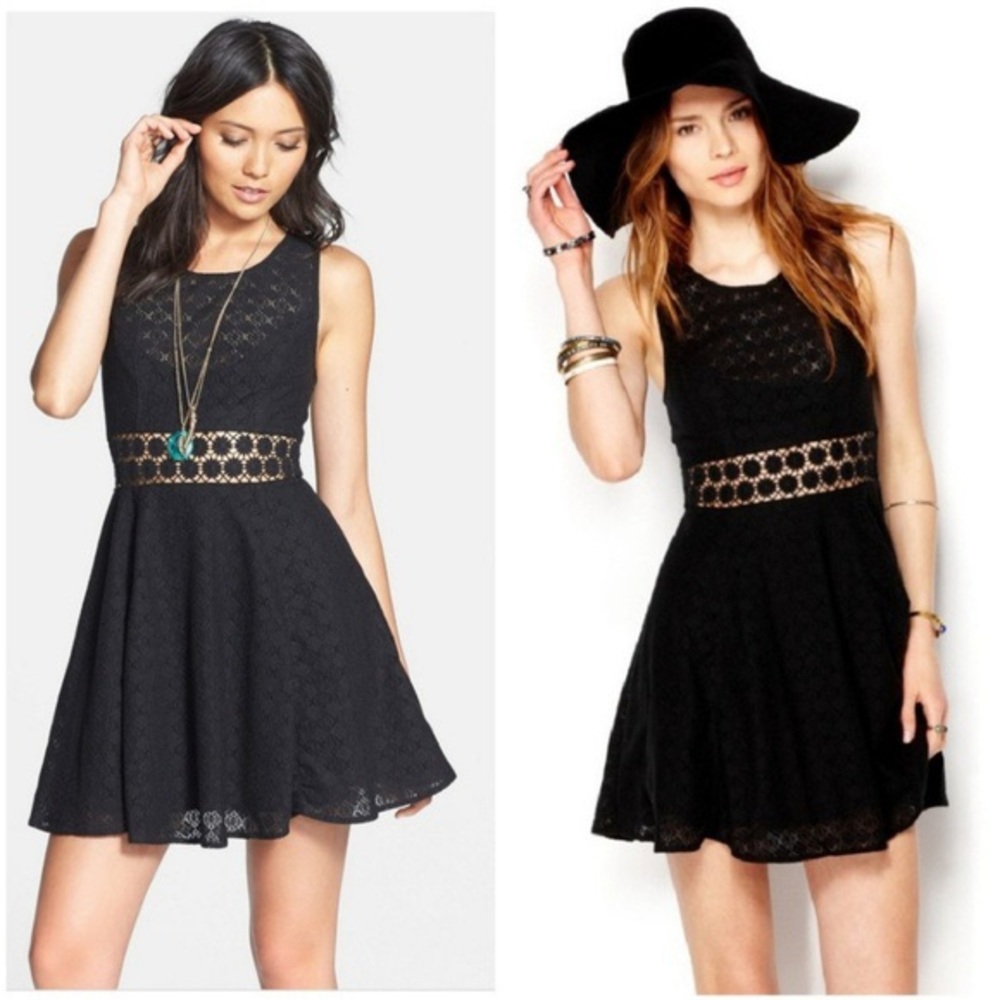 Free People Black Crochet Daisy Dress Size 0